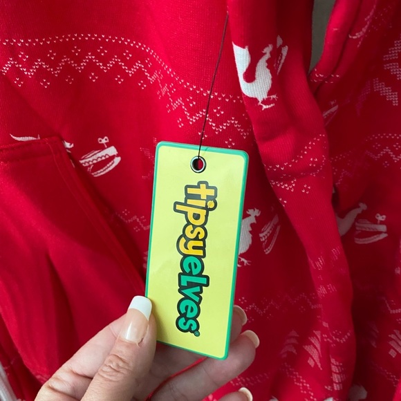 Rare! New Tipsy Elves Rooster Teeth Footless XXL 1 Pc Pajama Jumpsuit Christmas - Picture 5 of 8